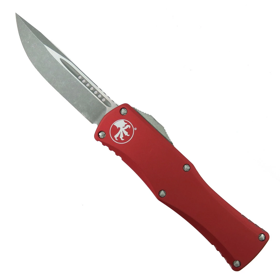 Microtech Red Hera OTF Knife, Apocalyptic Stonewash Blade 1 Microtech Red Hera OTF Knife, Apocalyptic Stonewash Blade