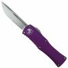 Microtech Violet Hera OTF Knife, Stonewash Part Serrated Blade