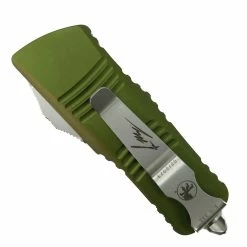 Microtech Signature Series OD Green Mini Troodon OTF Knife, Hellhound Stonewash Blade