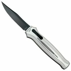 Piranha Knife Company Piranha P-19ST Silver Rated-R OTF Auto Knife, 154CM Black Blade