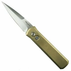 Pro-Tech Knives Pro-Tech 7110 Bronze Aluminum Godson Auto Knife, Satin Blade