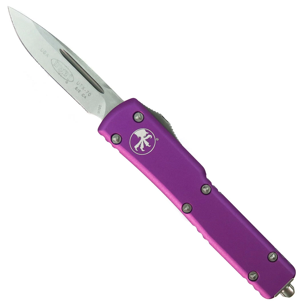 Microtech Violet CA Legal UTX70 OTF Knife, Stonewash Blade 1 Microtech Violet CA Legal UTX70 OTF Knife, Stonewash Blade